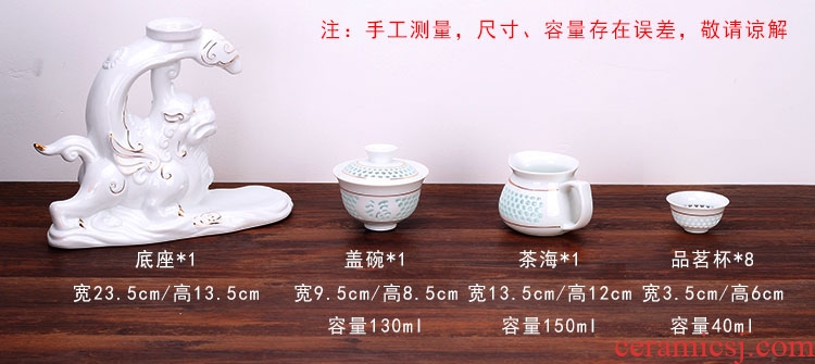 Four - walled yard semi automatic lazy people make tea ware and exquisite ceramic hollow out kung fu tea sets tea cup teapot household