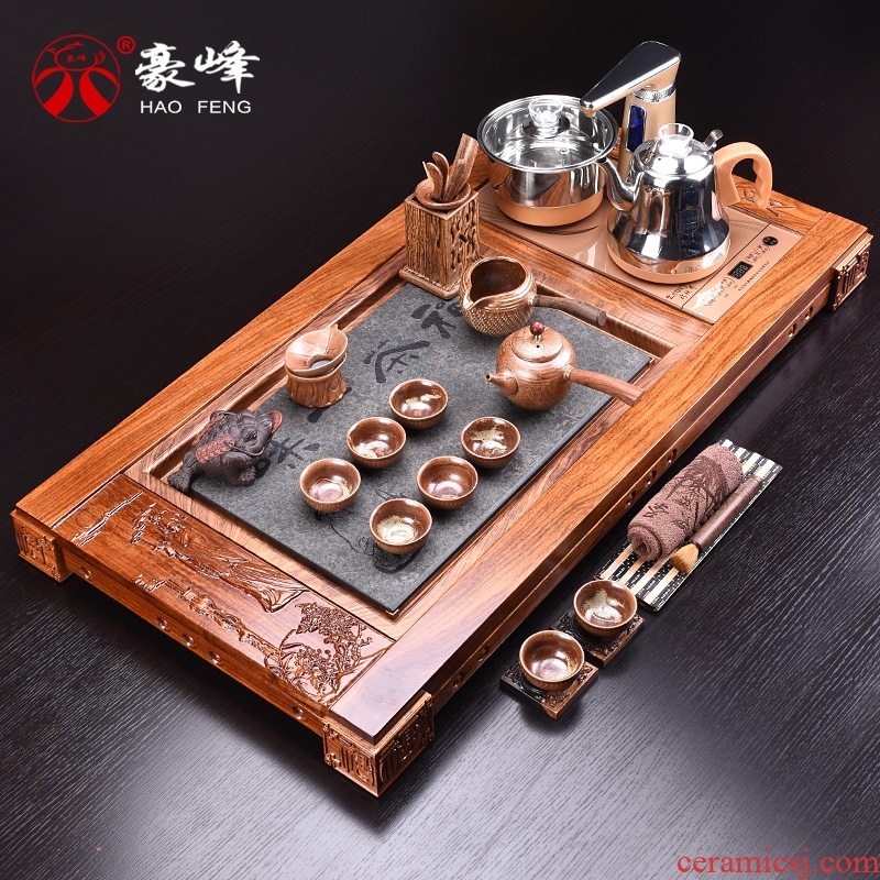 HaoFeng hua limu tea tray was kung fu tea set of a complete set of ceramic tea set automatic four one household electric heating furnace