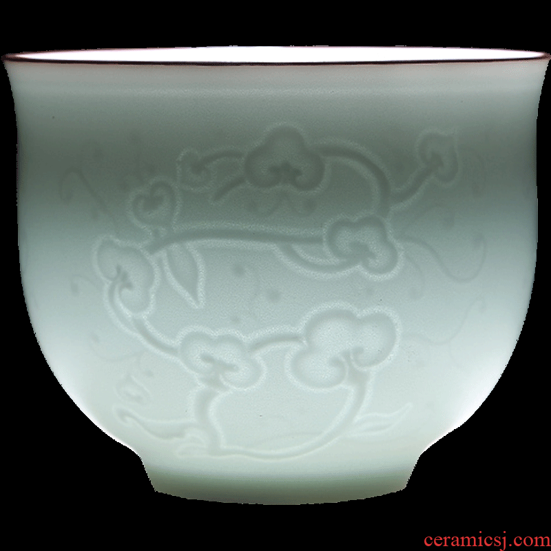 Gorgeous young cup longquan celadon kung fu tea cups ceramic graven images tea tea tea cup size cup by hand