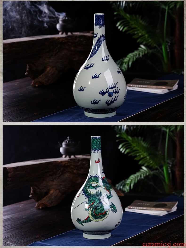 Jingdezhen ceramics porch place decoration vase sitting room office of I and contracted household restoring ancient ways