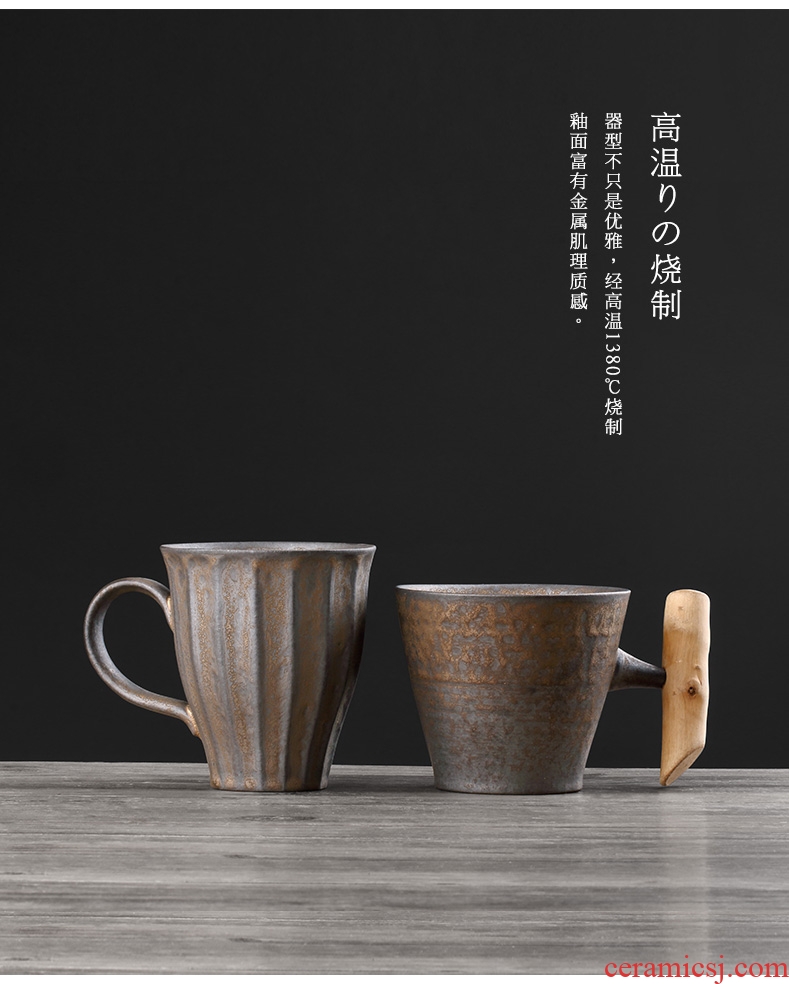 Restoring ancient ways to Japanese coarse ceramic keller of coffee drinks per high - capacity ceramic household water cups with cover glass