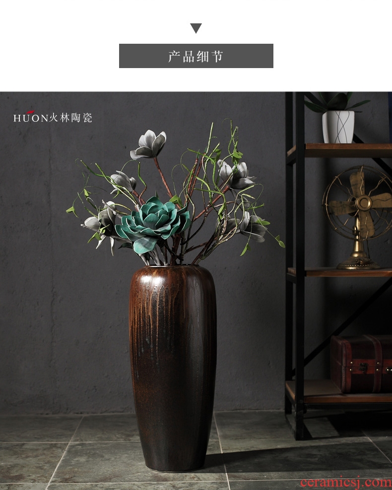 New Chinese style household act the role ofing is tasted grey wood grain ceramic vase furnishing articles large pot flowers, flower arranging furnishing articles sitting room - 566902717793