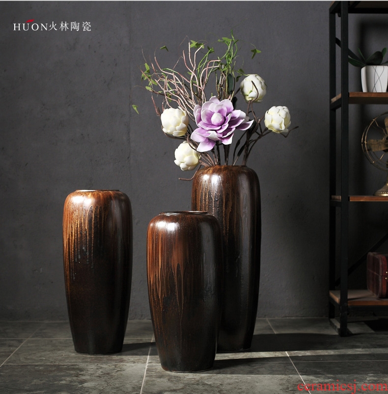 New Chinese style household act the role ofing is tasted grey wood grain ceramic vase furnishing articles large pot flowers, flower arranging furnishing articles sitting room - 566902717793