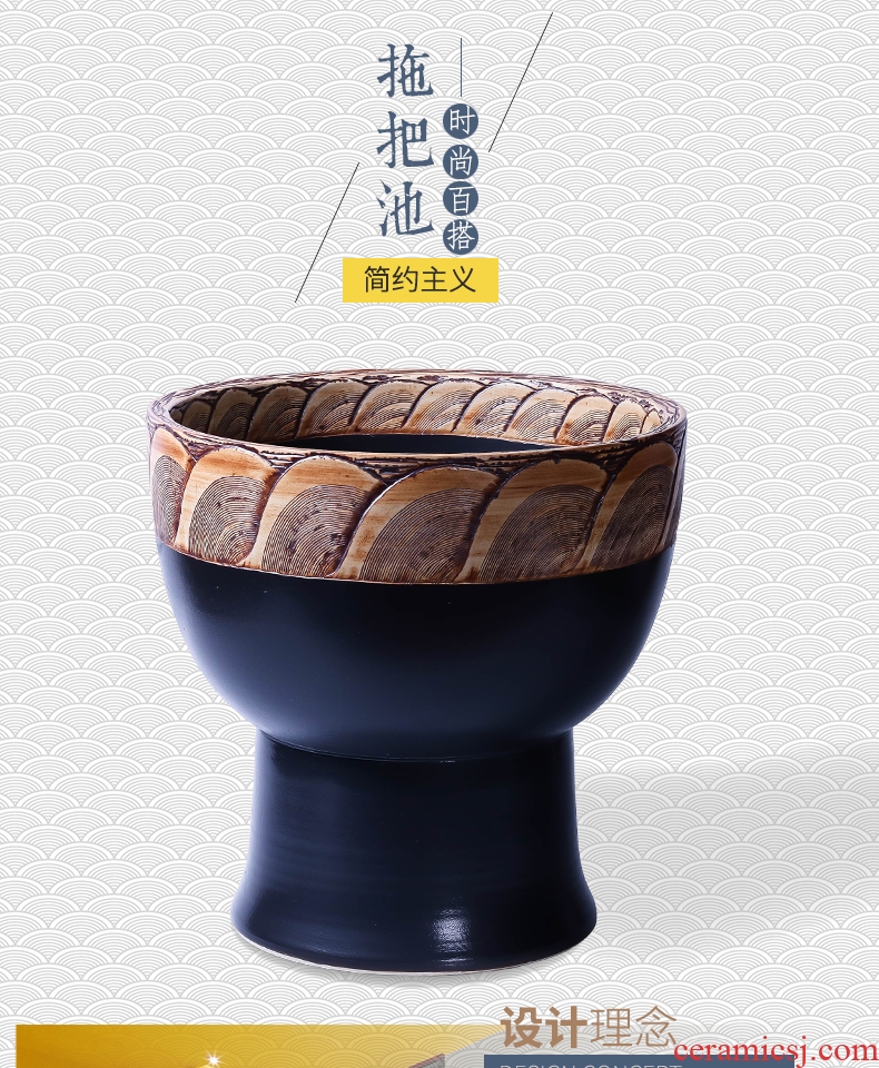 The Mop pool carving handicraft in jingdezhen ceramic household toilet retro floor size Mop pool