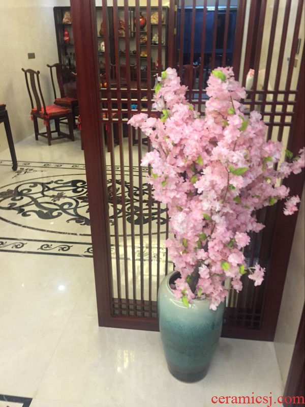 Jingdezhen ceramics of large red vase hotel opening Chinese flower arranging sitting room adornment office furnishing articles - 543535762058