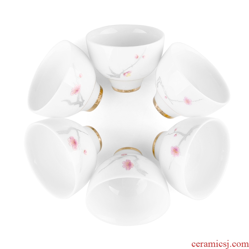 Jade white porcelain ceramic kung fu tea set kit household contracted tureen tea cups set set of jingdezhen tea service
