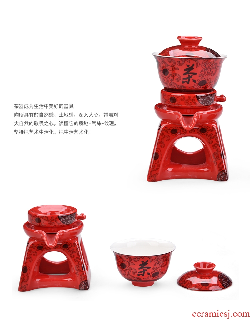 Gorgeous young half automatic kung fu tea set celadon fortunes of household ceramics creative lazy people make tea