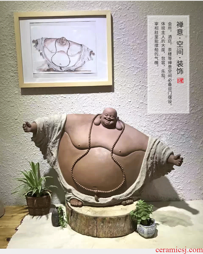 Oriental zen soil characters furnishing articles sitting room decoration ceramics/smiling maintaining truthful maitreya old old D40-12 d