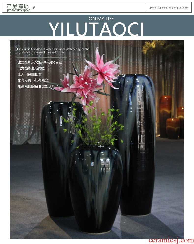 Murphy, American large ceramic vase and furnishing articles Europe type restoring ancient ways is the living room table simulation dry flower art flower arranging device - 525441423002