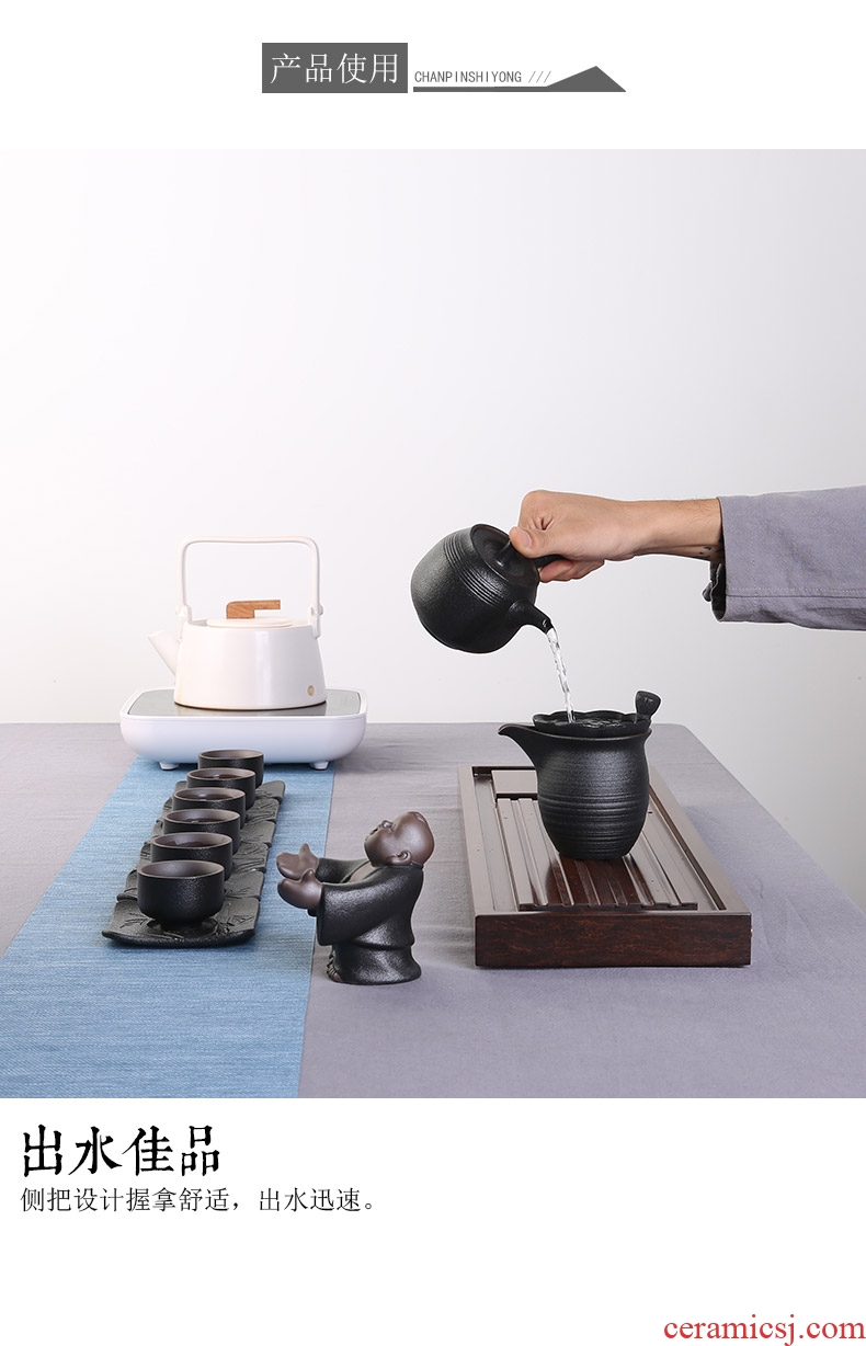 Japanese kung fu tea set of black suit household teapot tea cups) a complete set of ceramic tea set gift boxes