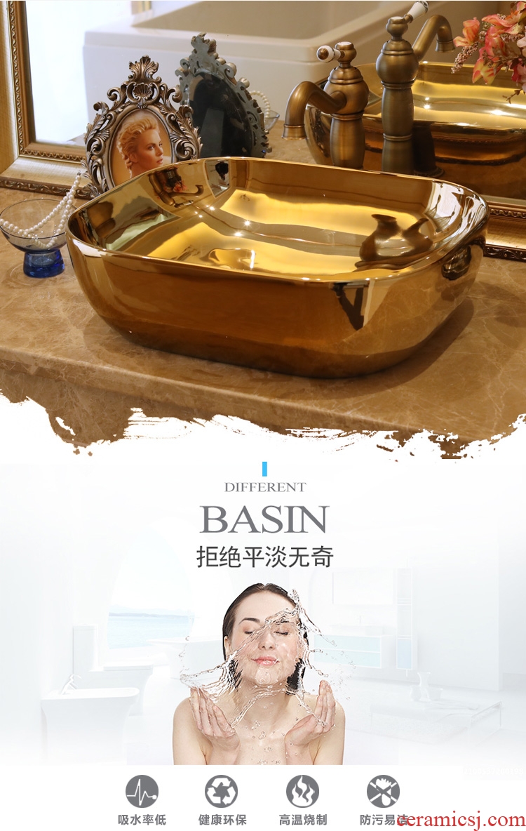 Jingdezhen ceramic basin sinks art on the new stage basin elliptic gilded the sink