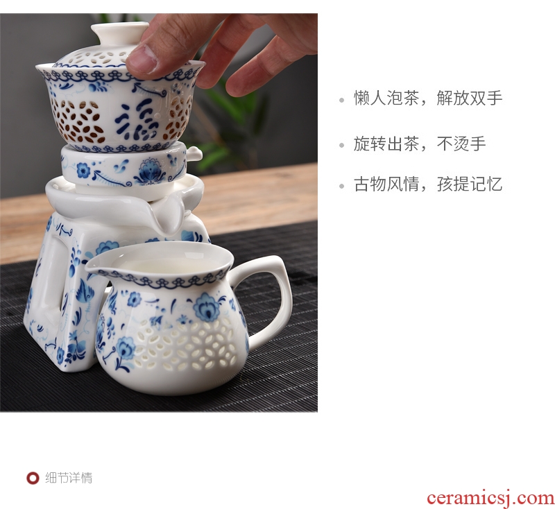 Gorgeous young half automatic kung fu tea set celadon fortunes of household ceramics creative lazy people make tea