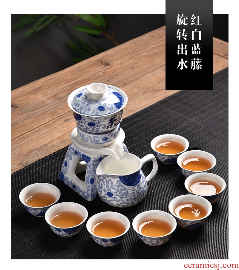 Gorgeous young half automatic kung fu tea set celadon fortunes of household ceramics creative lazy people make tea