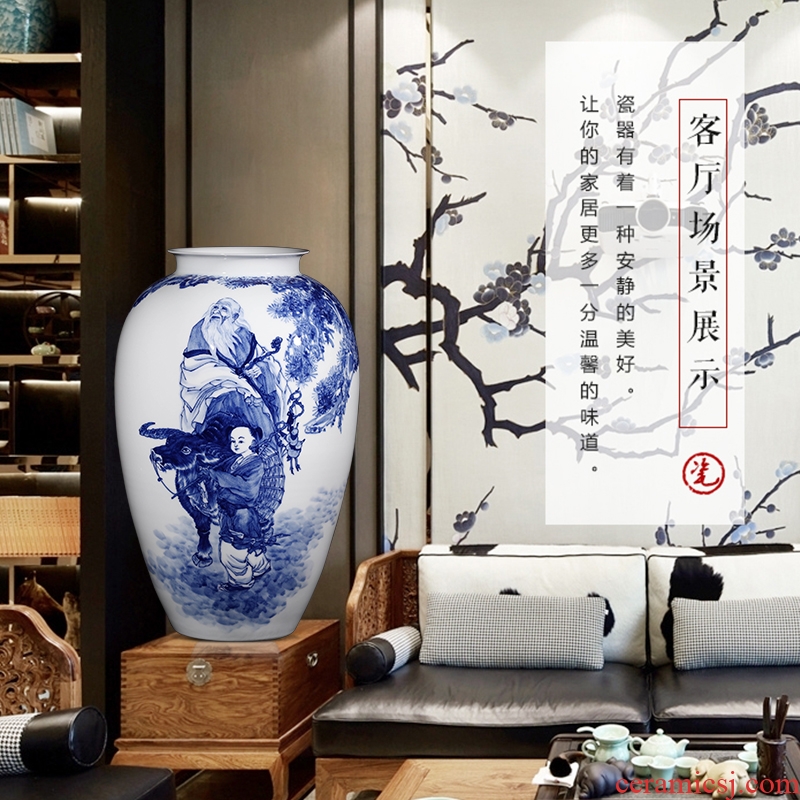 The Master of jingdezhen ceramic hand - made laozi through large blue and white porcelain vases, flower arrangement sitting room home furnishing articles