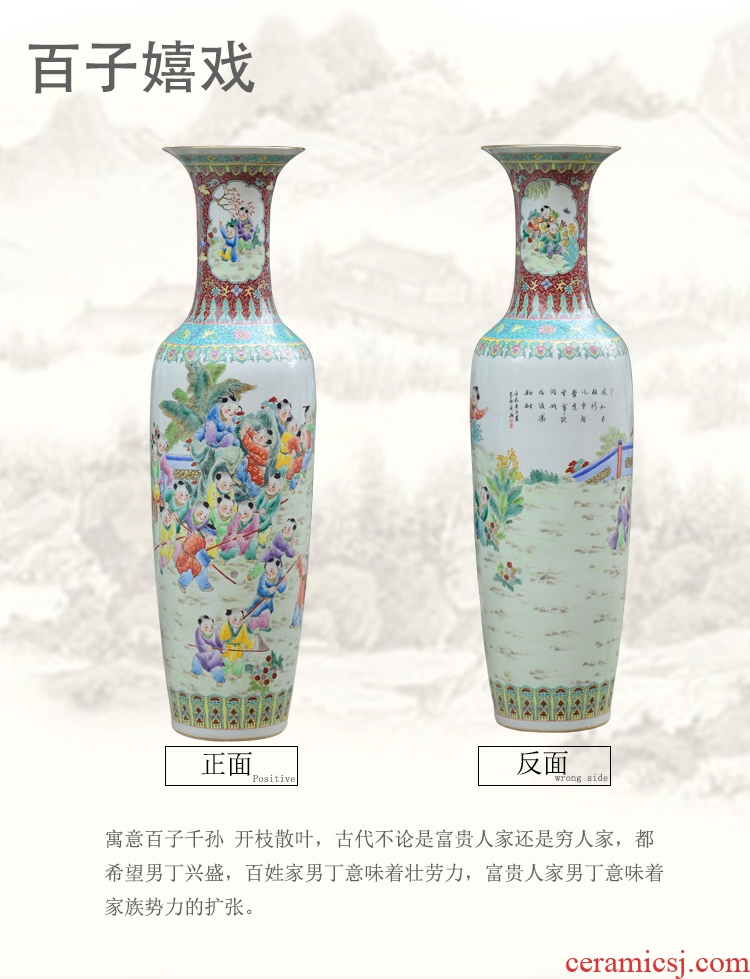 Jingdezhen ceramics large sitting room archaize pure hand draw large vases, Chinese style household decoration as furnishing articles