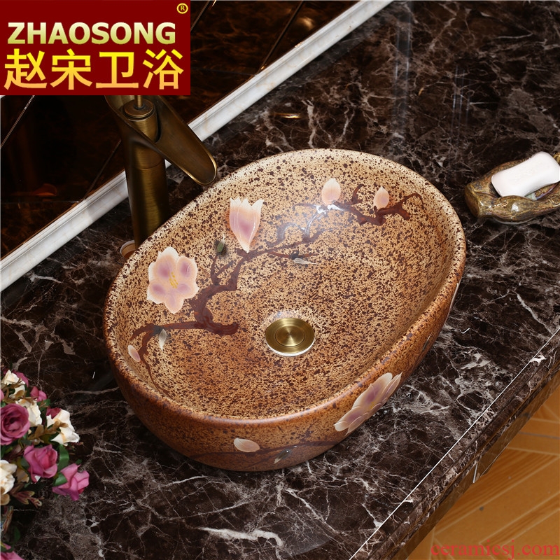 Small ceramic toilet stage basin to ancient art of song dynasty for wash basin oval sink balcony 35 cm