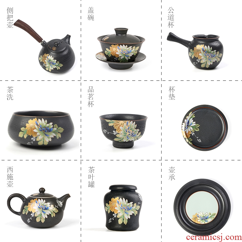 Three - dimensional flower surface kung fu tea set ceramic tea to wash to large bowl washing water in a jar is archaize up four treasures writing brush washer