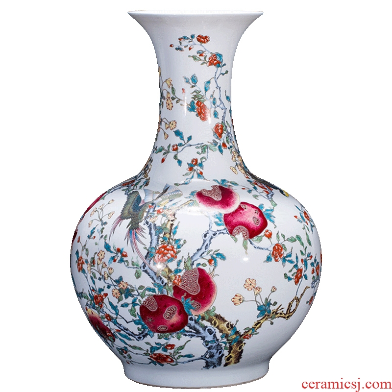 Jingdezhen ceramics antique imitation qianlong paint powder enamel vase sitting room adornment is placed large Chinese style decoration