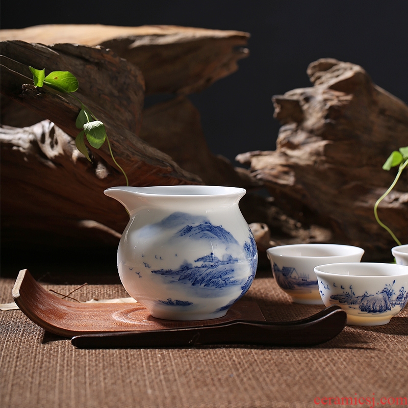 Red leaves the home of kung fu tea set high temperature fine white porcelain of jingdezhen ceramics hand - made under glaze color landscape tea sets