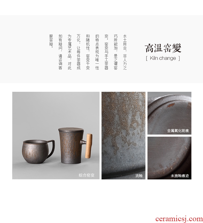 Restoring ancient ways to Japanese coarse ceramic keller of coffee drinks per high - capacity ceramic household water cups with cover glass