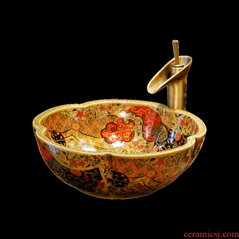 Basin ceramic art on the petal shaped Basin Europe type restoring ancient ways Basin Basin lavatory toilet hand Basin