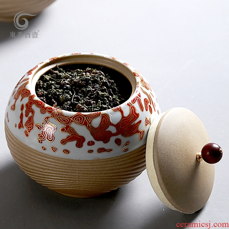 East west tea pot of ceramic seal pot of tea packaging gift box canned copy Chinese lacquer coarse pottery tea pot