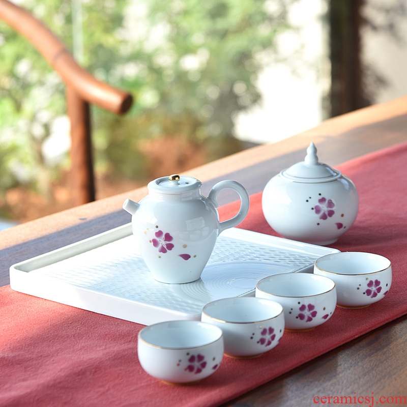 Hong bo gourmet travel kung fu tea set ceramic on - board, portable package of I and contracted office dry tea