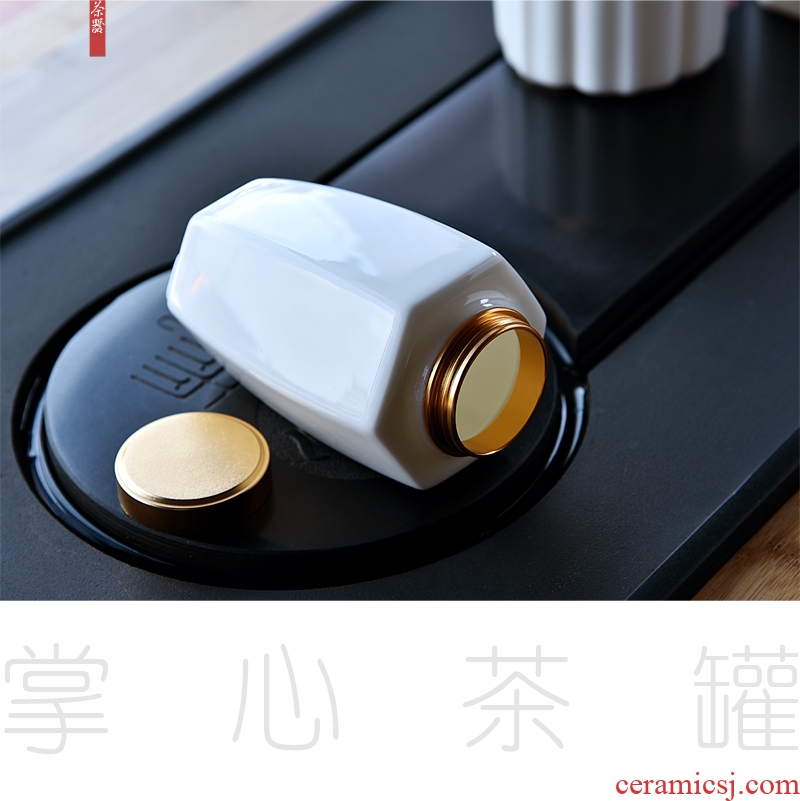 Hong bo acura dehua white porcelain tea pot ceramic storage tank sealing jade porcelain jar receives tea tea caddy fixings
