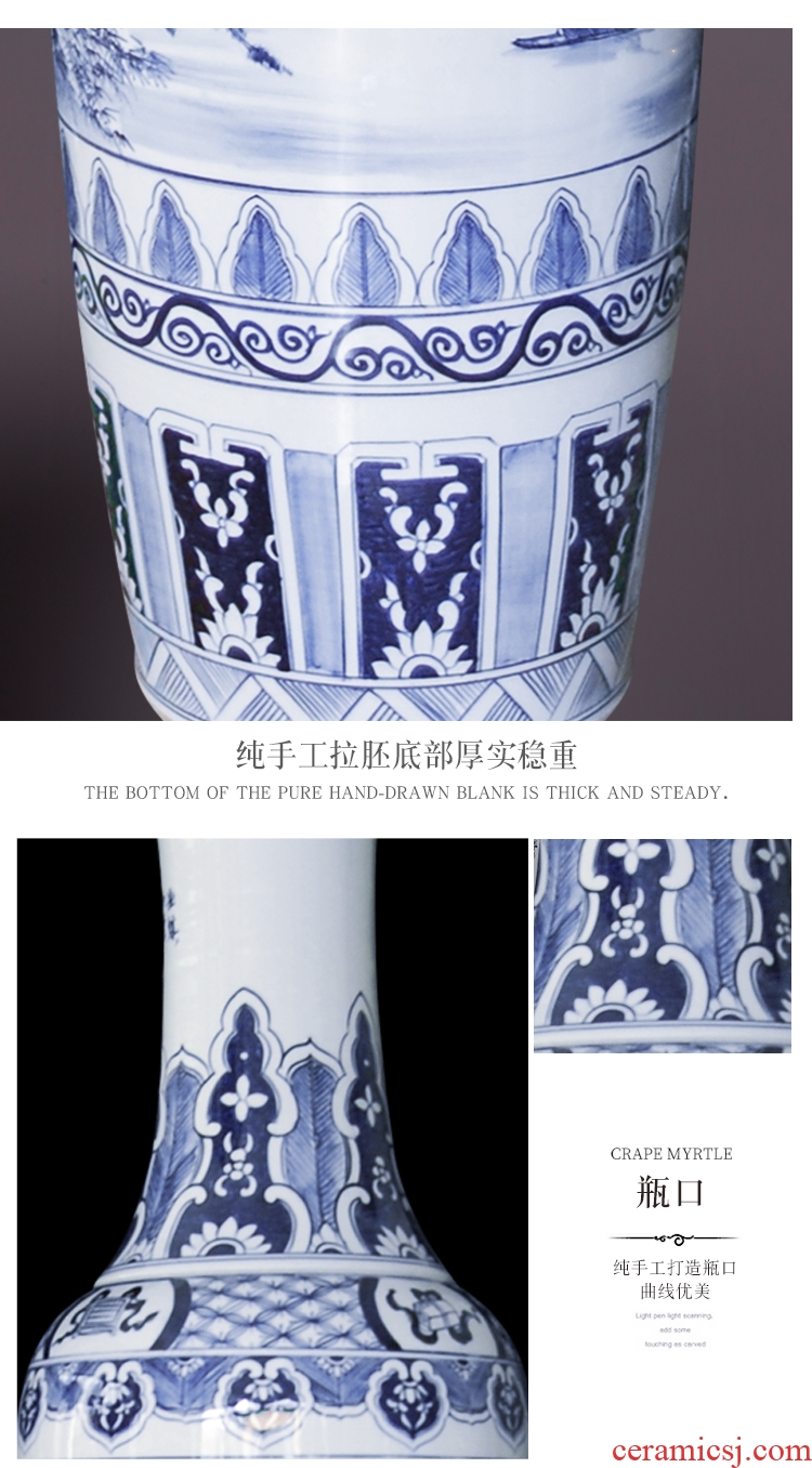 Blue and white porcelain of jingdezhen ceramics hand - made bright future of large vases, modern Chinese style living room decoration furnishing articles