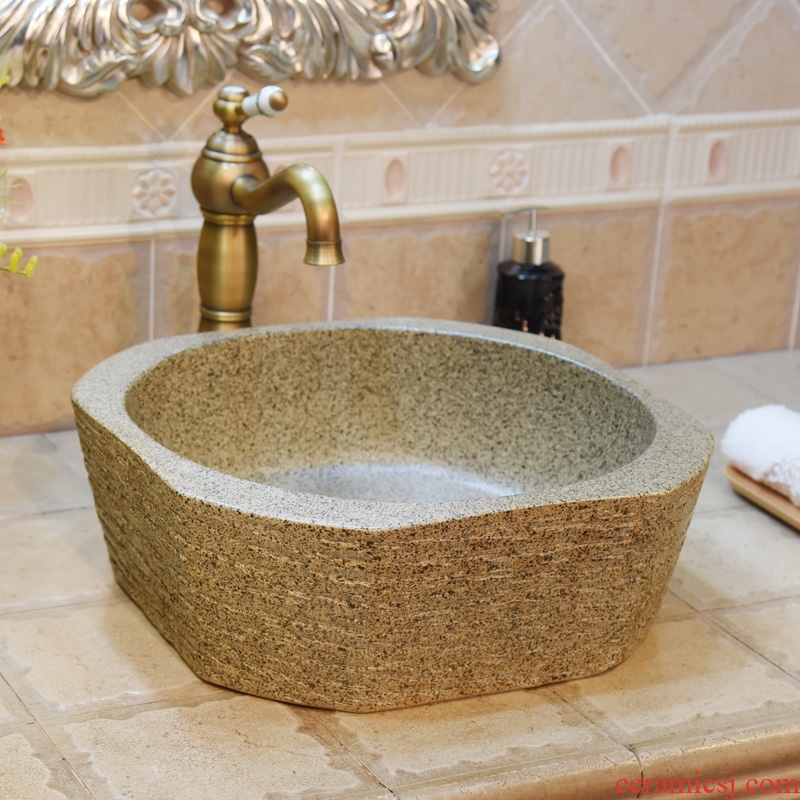 Jingdezhen ceramic lavatory basin basin sink art stage star anise diamond shaped birdbath bai maji stone