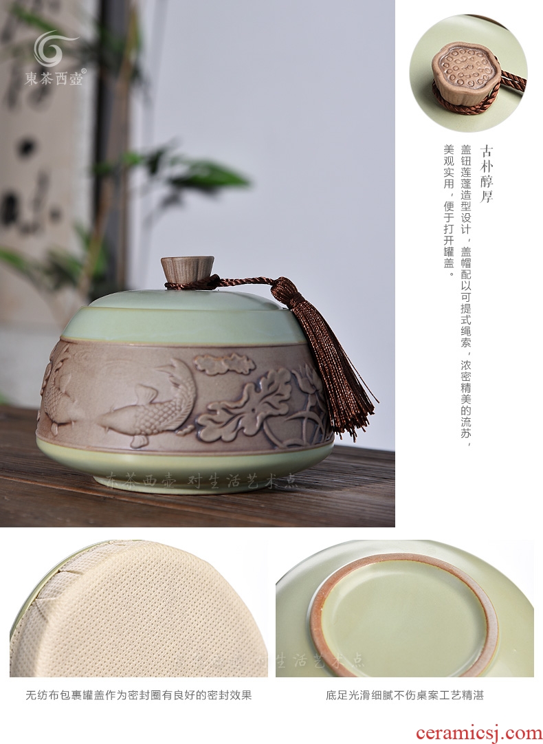 East west tea pot of ceramic tea pot seal box lotus tea warehouse your up fish play anaglyph tea pot