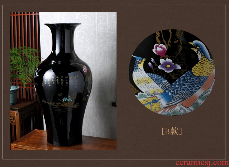 Jingdezhen ceramic hotel villa covers ground vase manual POTS dry flower, flower implement the sitting room is big flower arranging furnishing articles - 557813972344