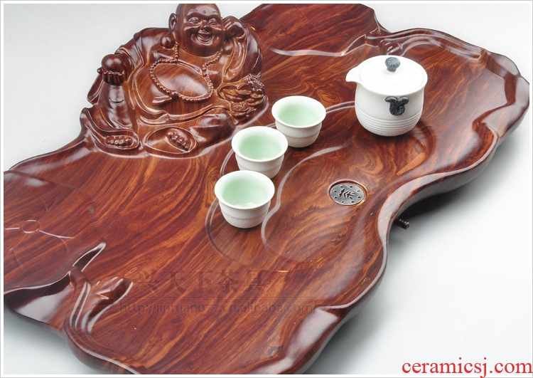 Four - walled yard ceramic kung fu tea set tea tray was solid wood tea saucer dish of tea sea contracted household bamboo drainage