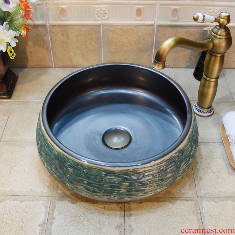 Jingdezhen ceramic lavatory basin basin art on the sink basin basin admiralty variable blue and green