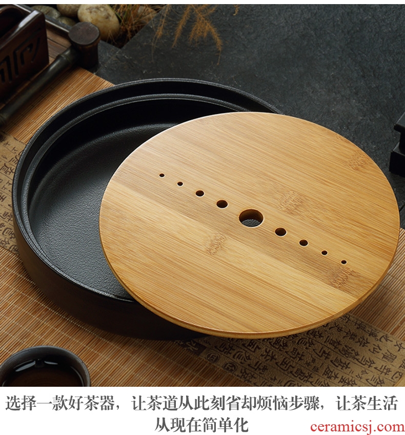 Cloud Cloud Japanese ceramic tea tray was round saucer dish water household kung fu tea set dry bamboo plate of tea table