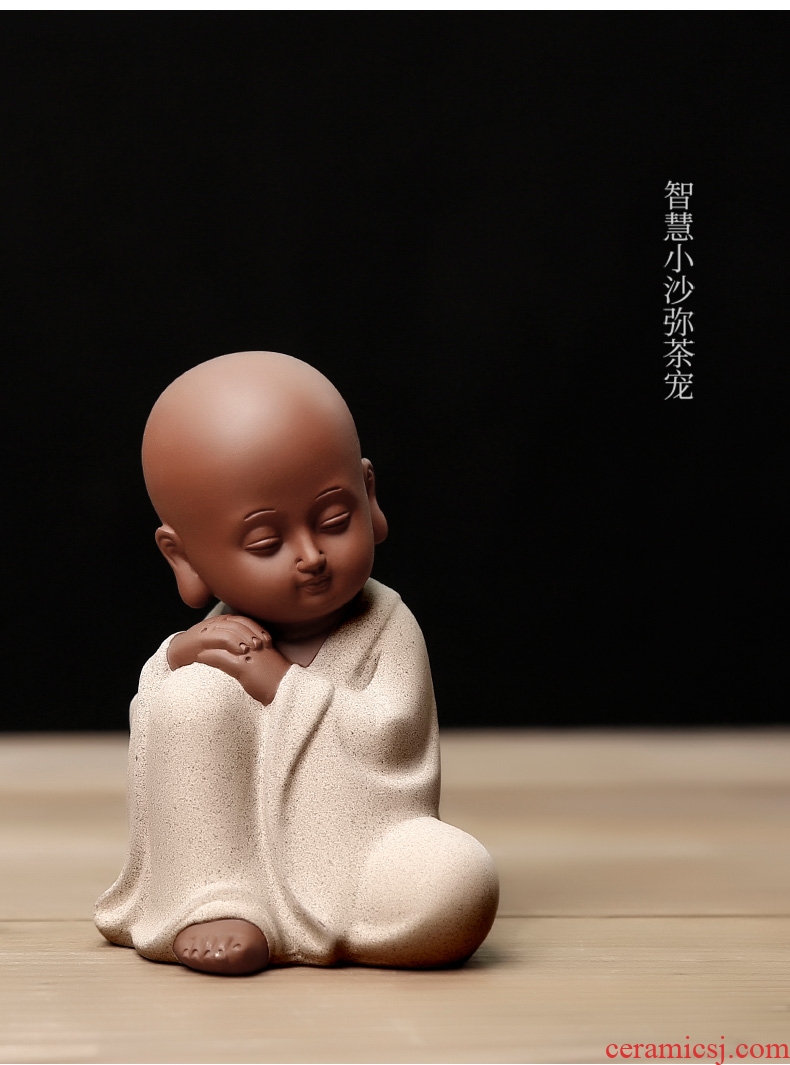 Furnishing articles kongfu zen lovely watch didn 't listen to not to say the young monk tea pet violet arenaceous the little novice monk ceramic tea art