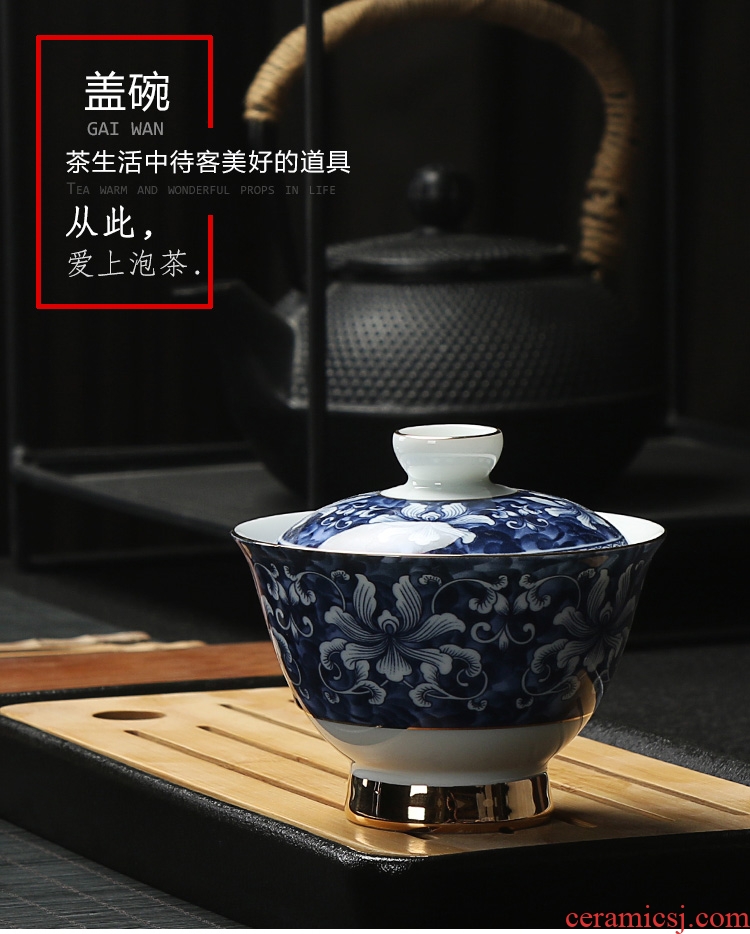 Chen xiang jingdezhen porcelain paint tureen ceramic cups only three bowl of kung fu tea bowl is large