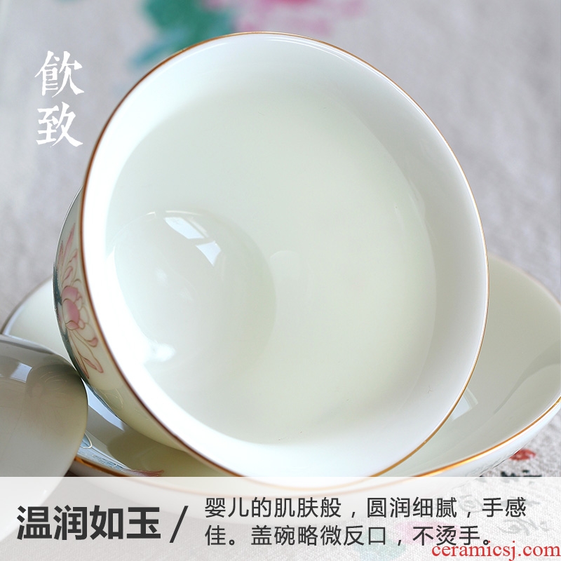 Ultimately responds to dehua white porcelain tea set jade porcelain paint ceramic contracted kung fu tea set a complete set of gift box