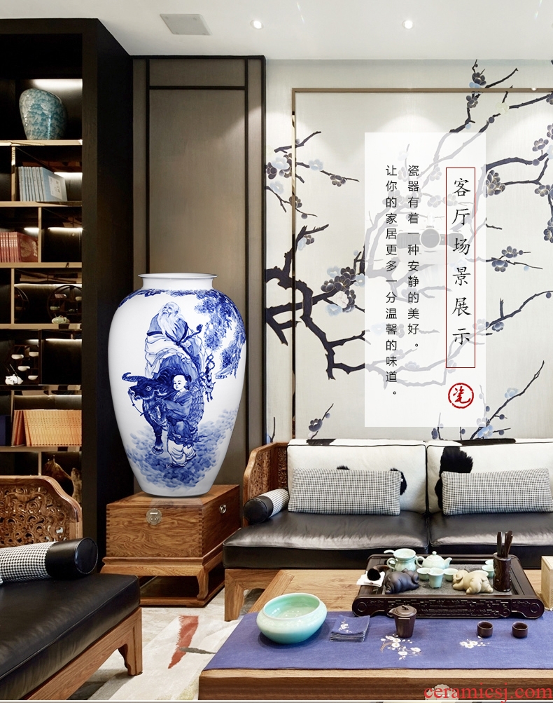 The Master of jingdezhen ceramic hand - made laozi through large blue and white porcelain vases, flower arrangement sitting room home furnishing articles