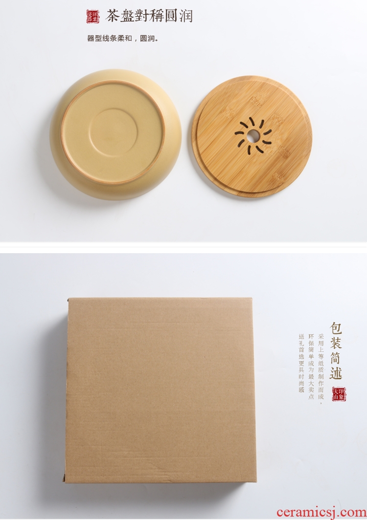 Auspicious industry ceramic Japanese kung fu tea tea tray circle size bamboo office water dry blister tray