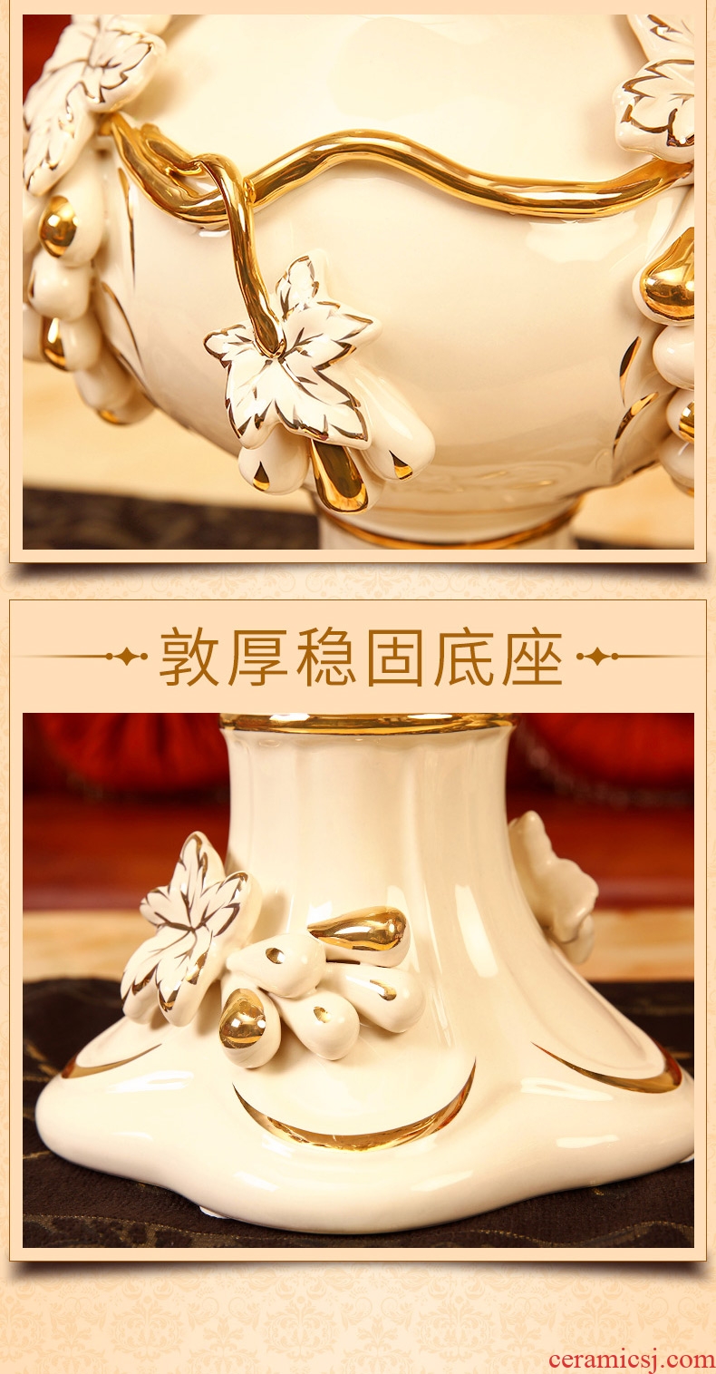 Jingdezhen ceramic furnishing articles double - sided hand - made painting of flowers and big blue and white porcelain vase of new Chinese style living room home furnishing articles porcelain - 575785697987