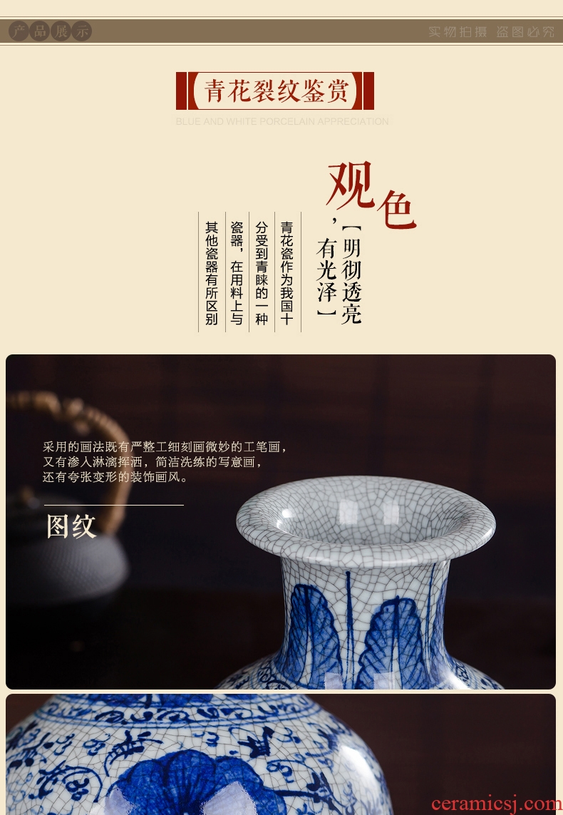 Archaize of jingdezhen ceramics up hand - made under glaze color blue and white porcelain vases, antique crafts home furnishing articles