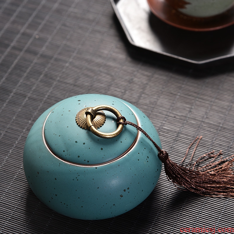 Gorgeous young longquan celadon ceramic tea set portable pu - erh tea storage box storage tanks seal pot large caddy fixings