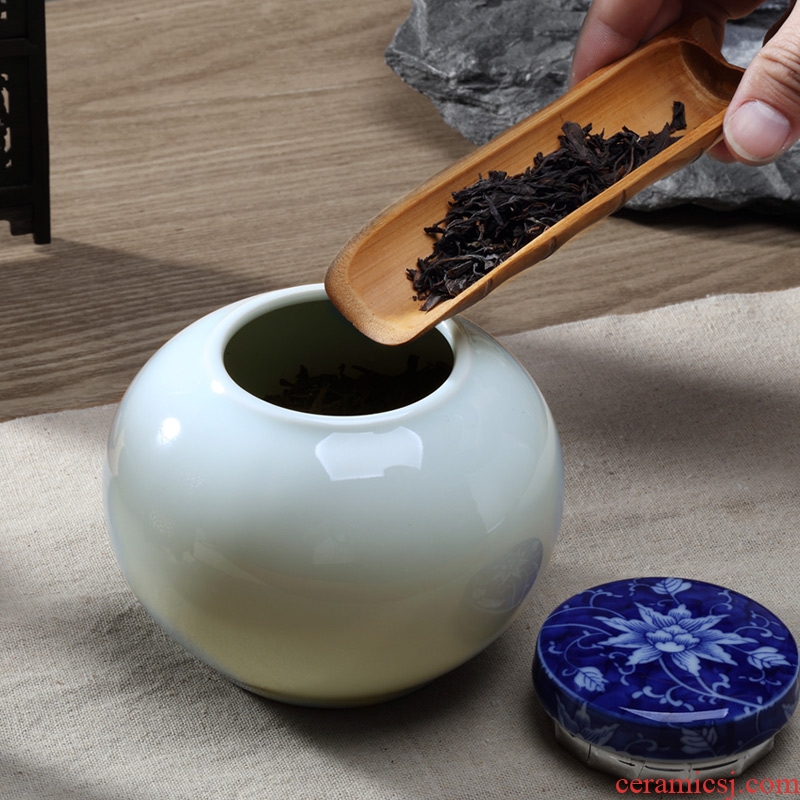 Cloud Cloud mini tea caddy fixings ceramic seal pot of tea storehouse storage tank receives kung fu tea tea set