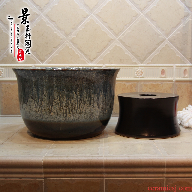 Jingdezhen ceramic up ash black gradient color glaze fission mop bucket mop pool pool mop mop bucket