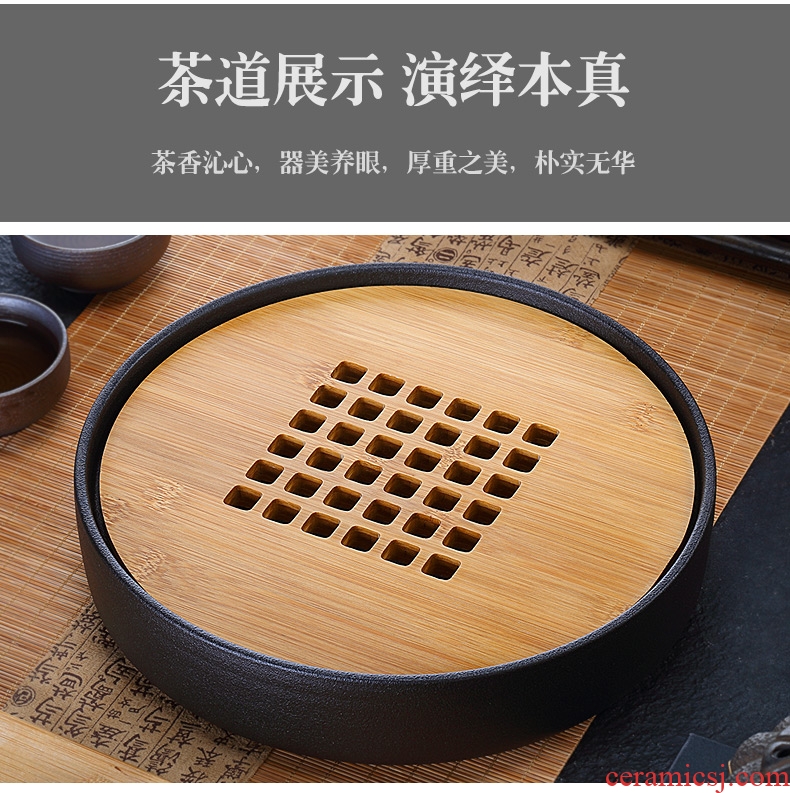 Cloud Cloud Japanese ceramic tea tray saucer dish water household bamboo kung fu tea set circular dry plate of tea table