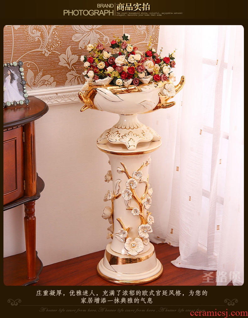 SAN road fort European ceramic dry flower vase furnishing articles furnishing articles sitting room flower arranging household act the role ofing is tasted porcelain decorative vase - 525889616480