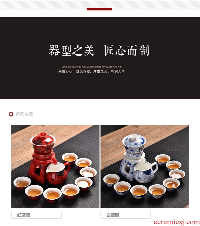 Gorgeous young half automatic kung fu tea set celadon fortunes of household ceramics creative lazy people make tea