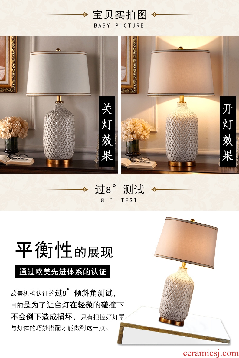 American new Chinese style light the key-2 luxury of I and contracted lamp towns Nordic style ceramic I sitting room adornment of bedroom the head of a bed