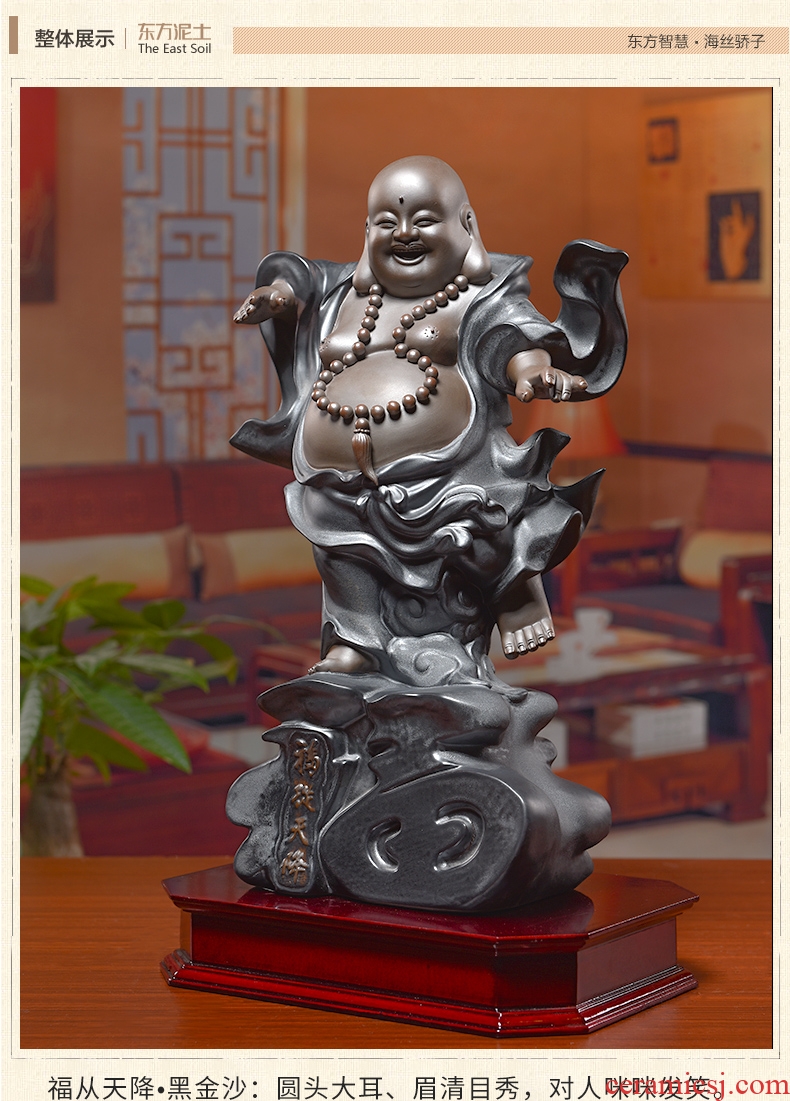 Oriental clay ceramic smiling Buddha maitreya Buddha furnishing articles of Chinese style living room TV cabinet decoration/f from heaven